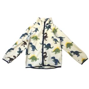 H&M Boys 5/6 Fleece Zip Up Jacket Dinosaur Beige